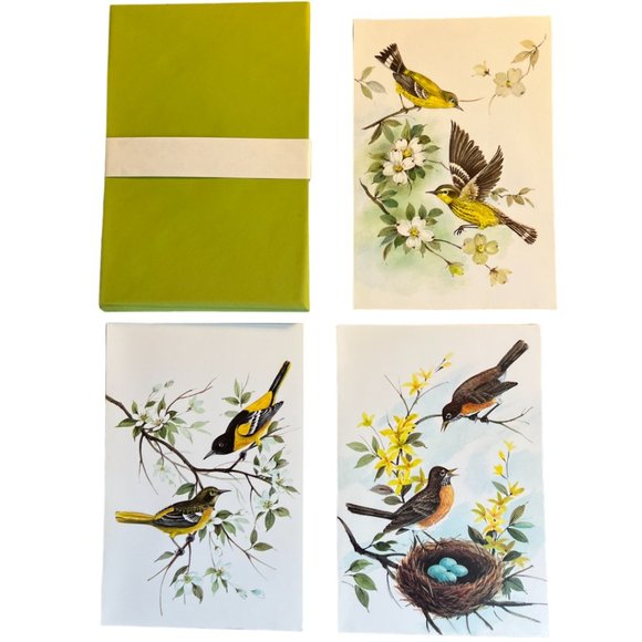 Vtg GREETING CARDS "Winged Beauties" Watercolor Birds Embossed Full Set Ephemera - Picture 4 of 15